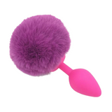 Multi Size Stainless Silicone Purple Bunny Tail Plug