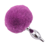 Multi Size Stainless Silicone Purple Bunny Tail Plug