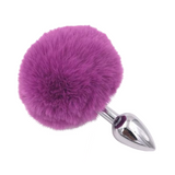 Multi Size Stainless Silicone Purple Bunny Tail Plug