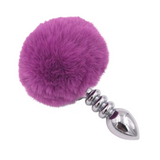 Multi Size Stainless Silicone Purple Bunny Tail Plug