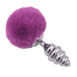 Multi Size Stainless Silicone Purple Bunny Tail Plug