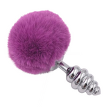 Multi Size Stainless Silicone Purple Bunny Tail Plug