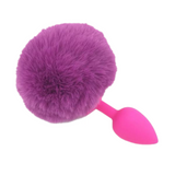 Multi Size Stainless Silicone Purple Bunny Tail Plug