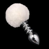 Multi Size Stainless Silicone White Bunny Tail Plug