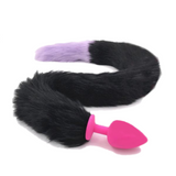 31" Stainless & Silicone Black and Purple Tail Plug