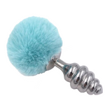 Multi Size Stainless Silicone Blue Bunny Tail Plug