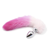 14" Stainless Steel Pink and White Cat Tail Plug