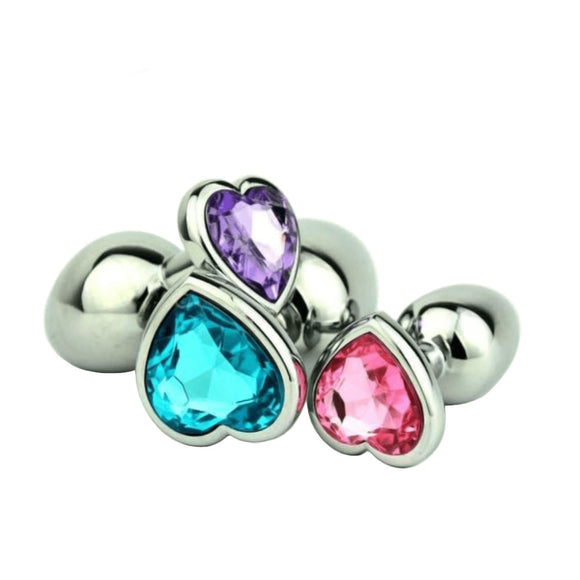 Jeweled Heart-shaped Metal Princess Plug, 10 Colors 3