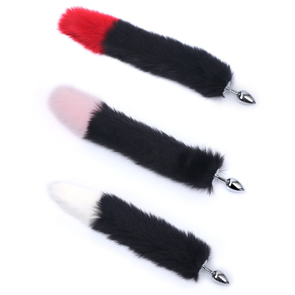 15" Stainless Steel Black and Pink Fox Tail Plug 15" Stainless Steel Black and Pink Fox Tail Plug