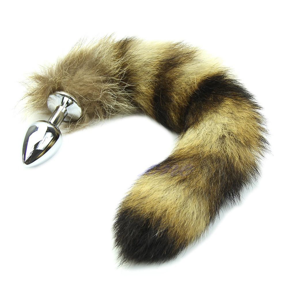 11" Stainless Steel Brown Cat Tail Plug 11" Stainless Steel Brown Cat Tail Plug