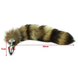 11" Stainless Light Brown Raccoon Tail Plug