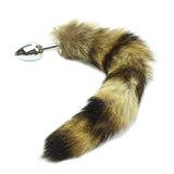 11" Stainless Light Brown Raccoon Tail Plug