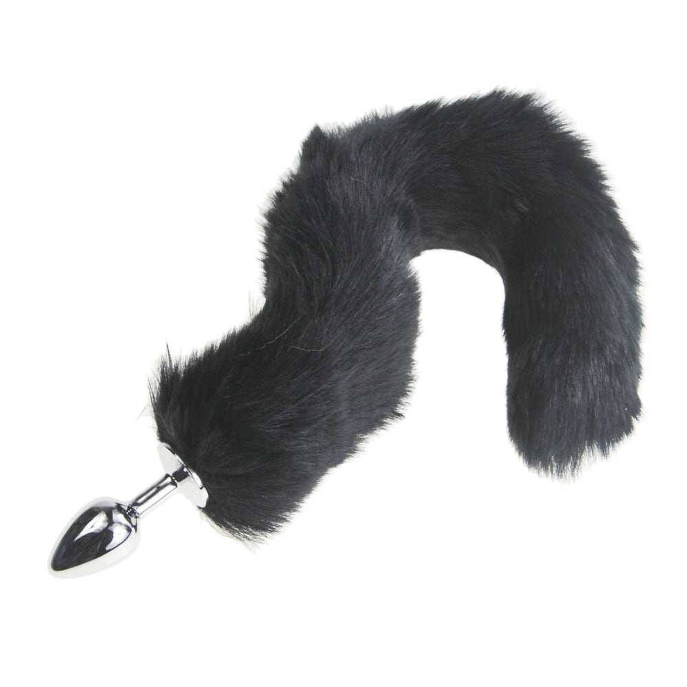 13" Stainless Steel Black Cat Tail Plug 13" Stainless Steel Black Cat Tail Plug