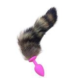 12" Silicone Black and Gray Cat Tail Plug