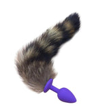 12" Silicone Black and Gray Cat Tail Plug