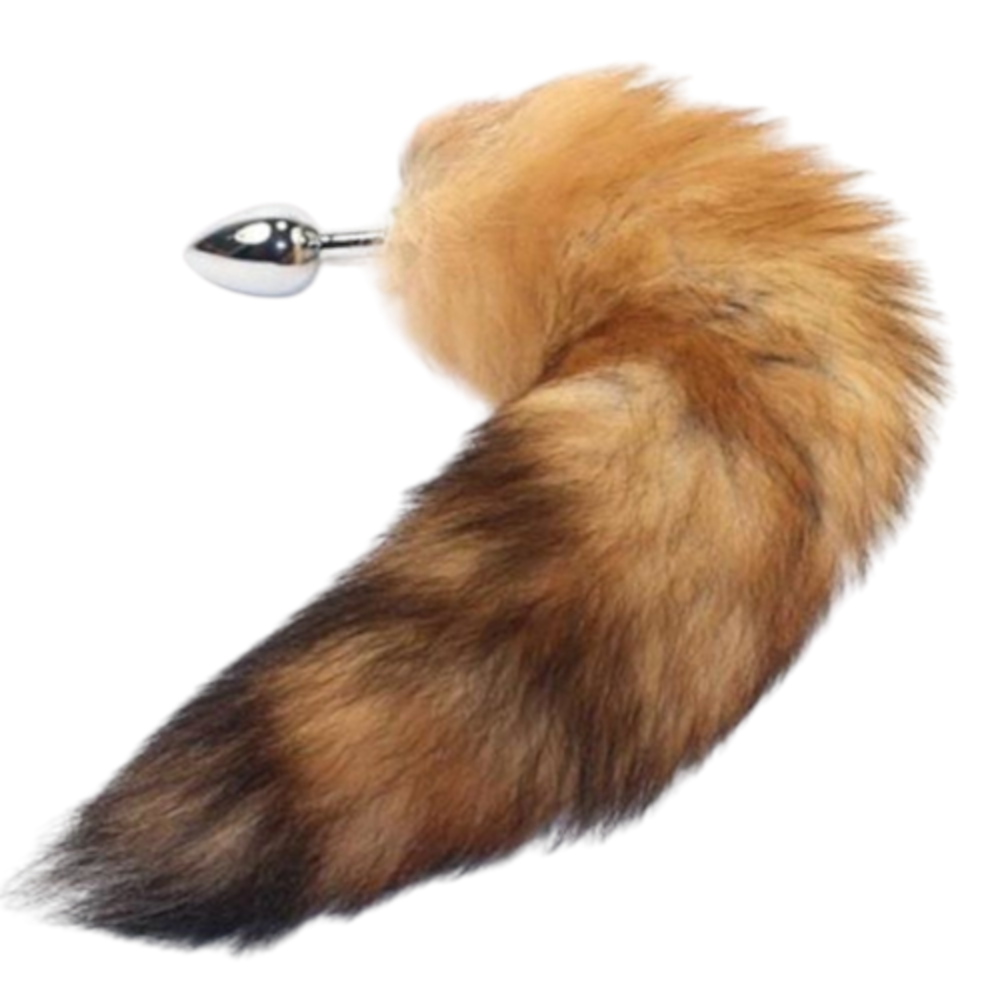 13" Stainless Steel Light Brown Fox Tail Plug 13" Stainless Steel Light Brown Fox Tail Plug