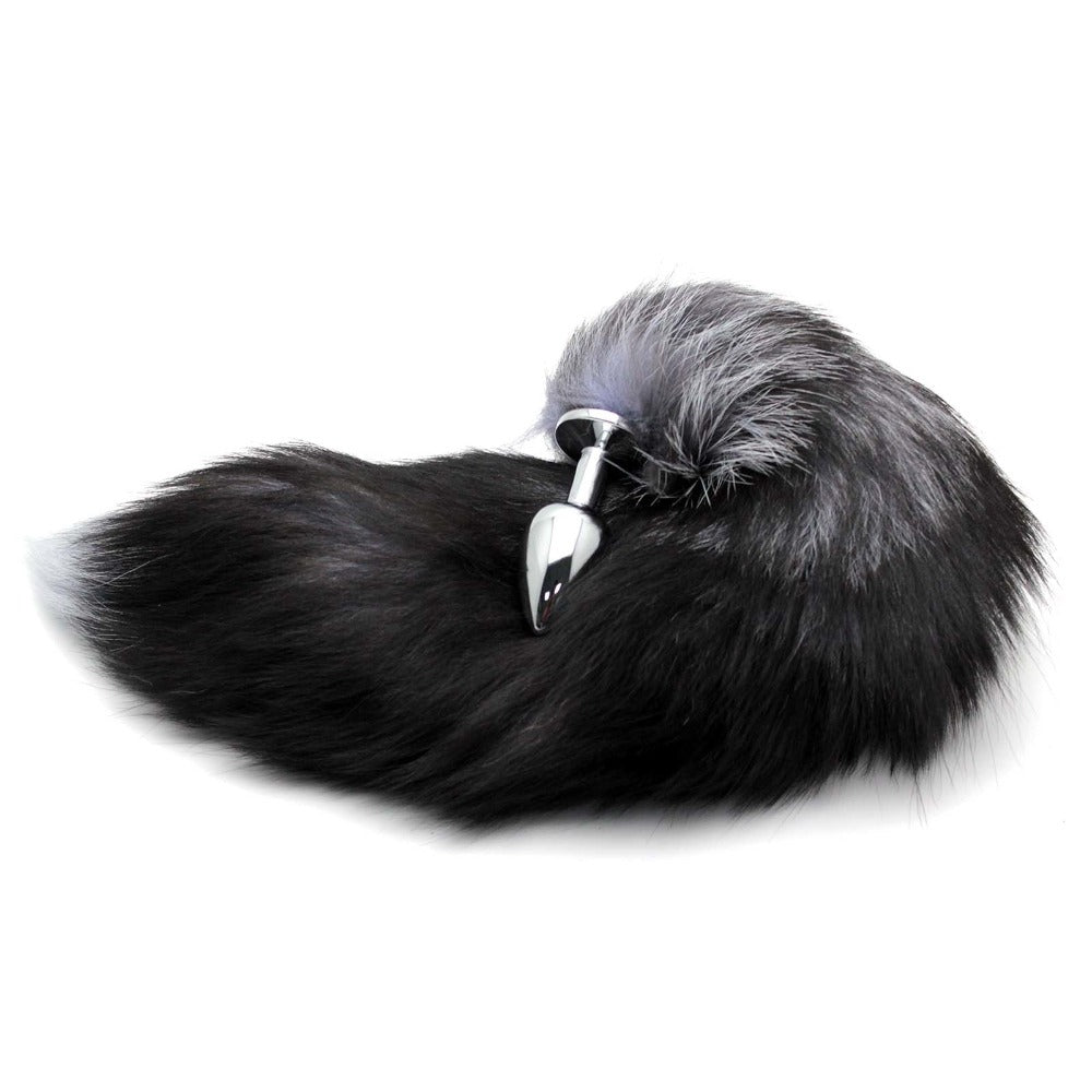 17" Stainless Steel Black Fox Tail Plug 17" Stainless Steel Black Fox Tail Plug