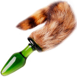 11" Glass Brown Raccoon Tail Plug