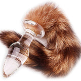 11" Glass Brown Raccoon Tail Plug