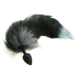 17" Silicone Black Fox Tail with 10 Speed Vibrator