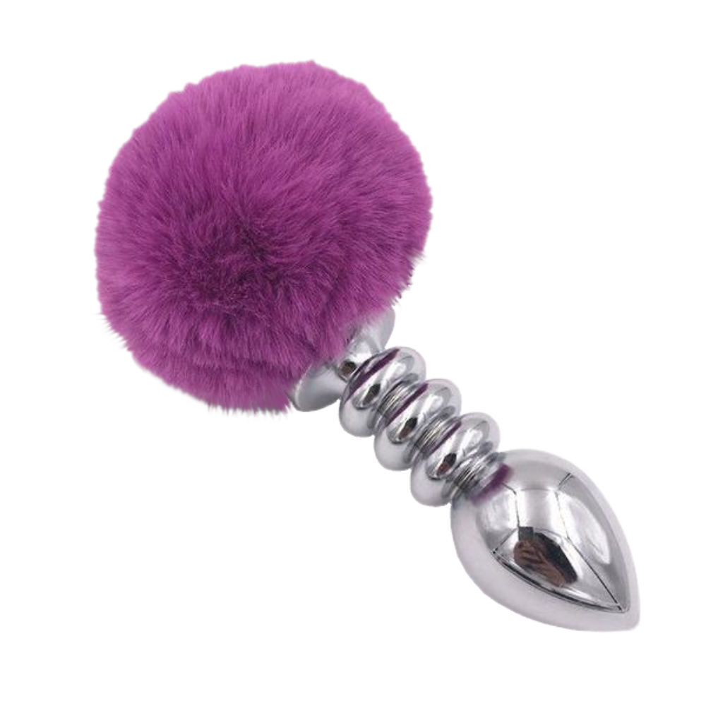 Multi Size Stainless Silicone Purple Bunny Tail Plug Multi Size Stainless Silicone Purple Bunny Tail Plug
