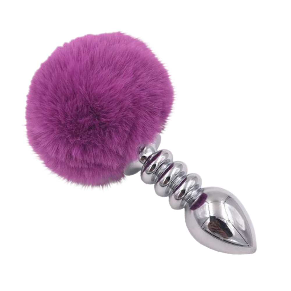 Multi Size Stainless Silicone Purple Bunny Tail Plug Multi Size Stainless Silicone Purple Bunny Tail Plug
