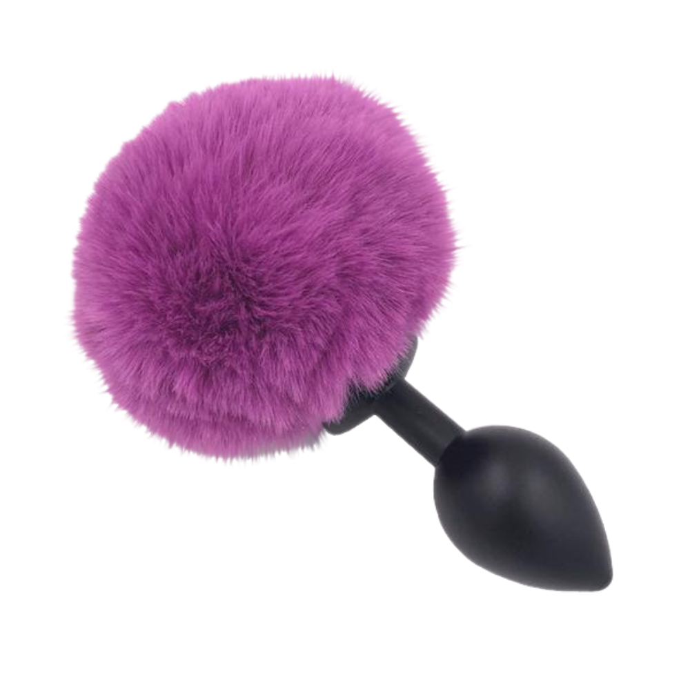 Multi Size Stainless Silicone Purple Bunny Tail Plug Multi Size Stainless Silicone Purple Bunny Tail Plug