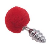 Multi Size Stainless Silicone Red Bunny Tail Plug