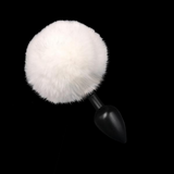 Multi Size Stainless Silicone White Bunny Tail Plug