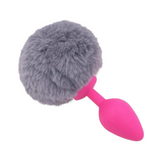 Multi Size Stainless Silicone Gray Bunny Tail Plug