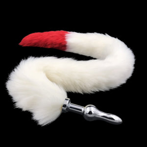 31" Stainless & Silicone White and Red Tail Plug