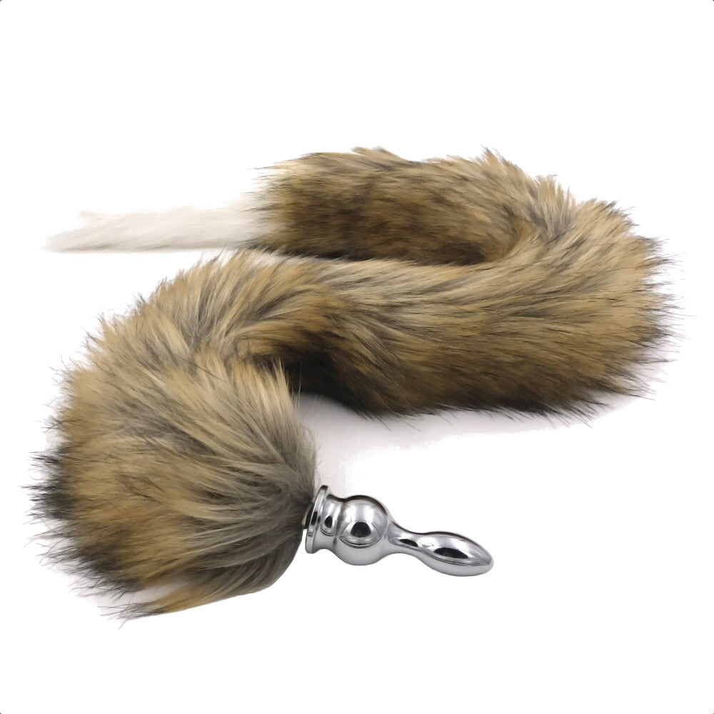 31" Stainless & Silicone Brown and White Tail Plug 31" Stainless & Silicone Brown and White Tail Plug