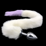31" Stainless & Silicone White and Purple Tail Plug