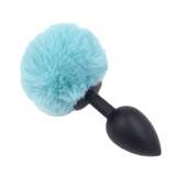 Multi Size Stainless Silicone Blue Bunny Tail Plug