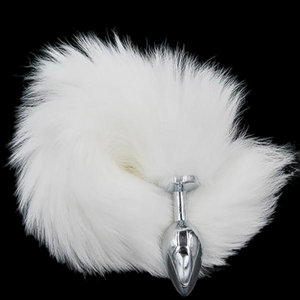 3 Sizes Stainless Steel White Fox Tail Plug