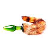 9" Glass Brown Fox Tail Plug