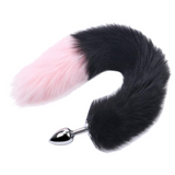 15" Stainless Steel Black and Pink Cat Tail Plug