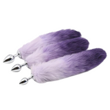 14" Stainless Steel Purple and White Cat Tail Plug