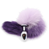 14" Stainless Steel Pink and White Fox Tail Plug