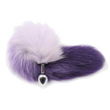 14" Stainless Steel Purple and White Fox Tail Plug
