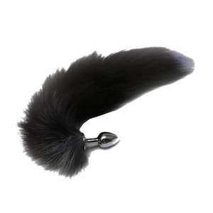 16" Stainless Steel Black Faux Tail Plug