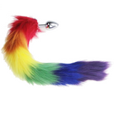 15" Stainless Steel Rainbow Furry Tail Plug