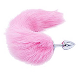 14" Stainless Steel Light Pink Furry Tail Plug