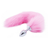 14" Stainless Steel Light Pink Furry Tail Plug
