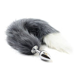 9" Stainless Steel Gray Wolf Tail Plug