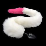 31" Stainless & Silicone White and Rose Red Tail Plug