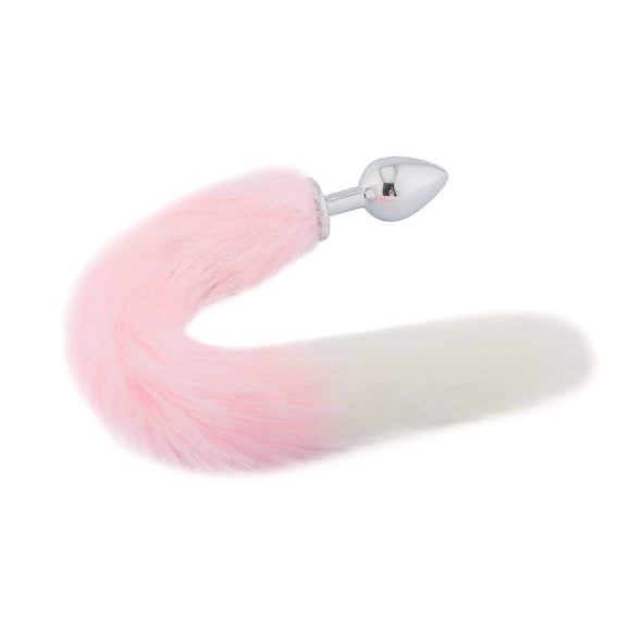 Fox Tail Plug, Pink with White 18
