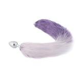 Fox Tail Metal Plug, White With Purple 18"