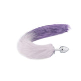 Fox Tail Metal Plug, White With Purple 18"