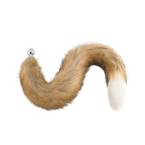 Fox Tail Stainless Steel Plug, Brown with White 32"